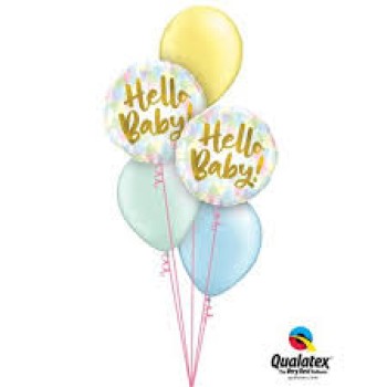 Σύνθεση Hello baby με μπαλόνια με  Ήλιο